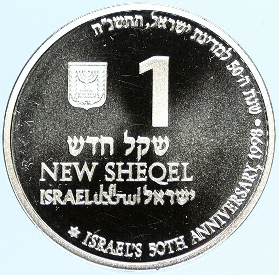 1998 ISRAEL 50th Independence Day FLAG VINTAGE Proof Silver Shekel Coin i97743