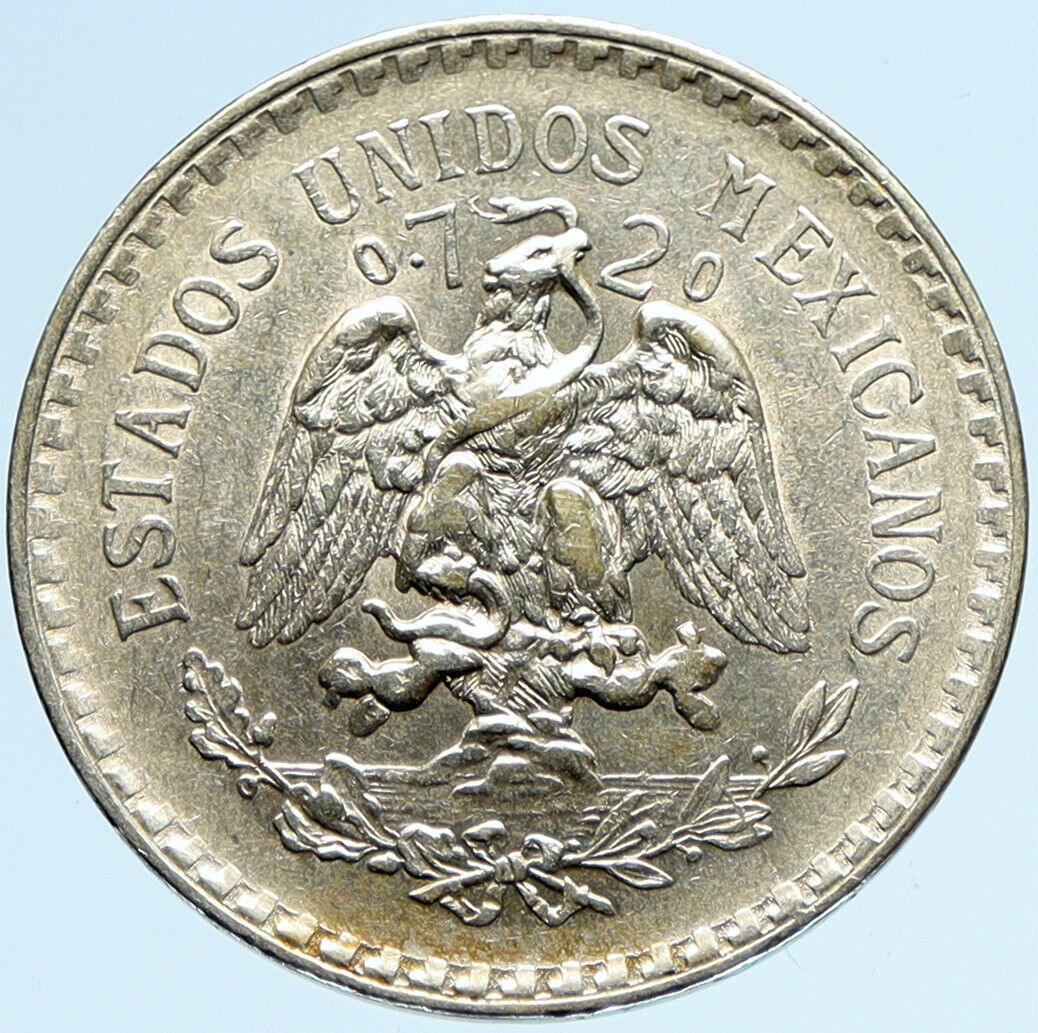 1923 Mo MEXICO Large Eagle Liberty Cap Mexican Antique Silver 1 Peso Coin i97409