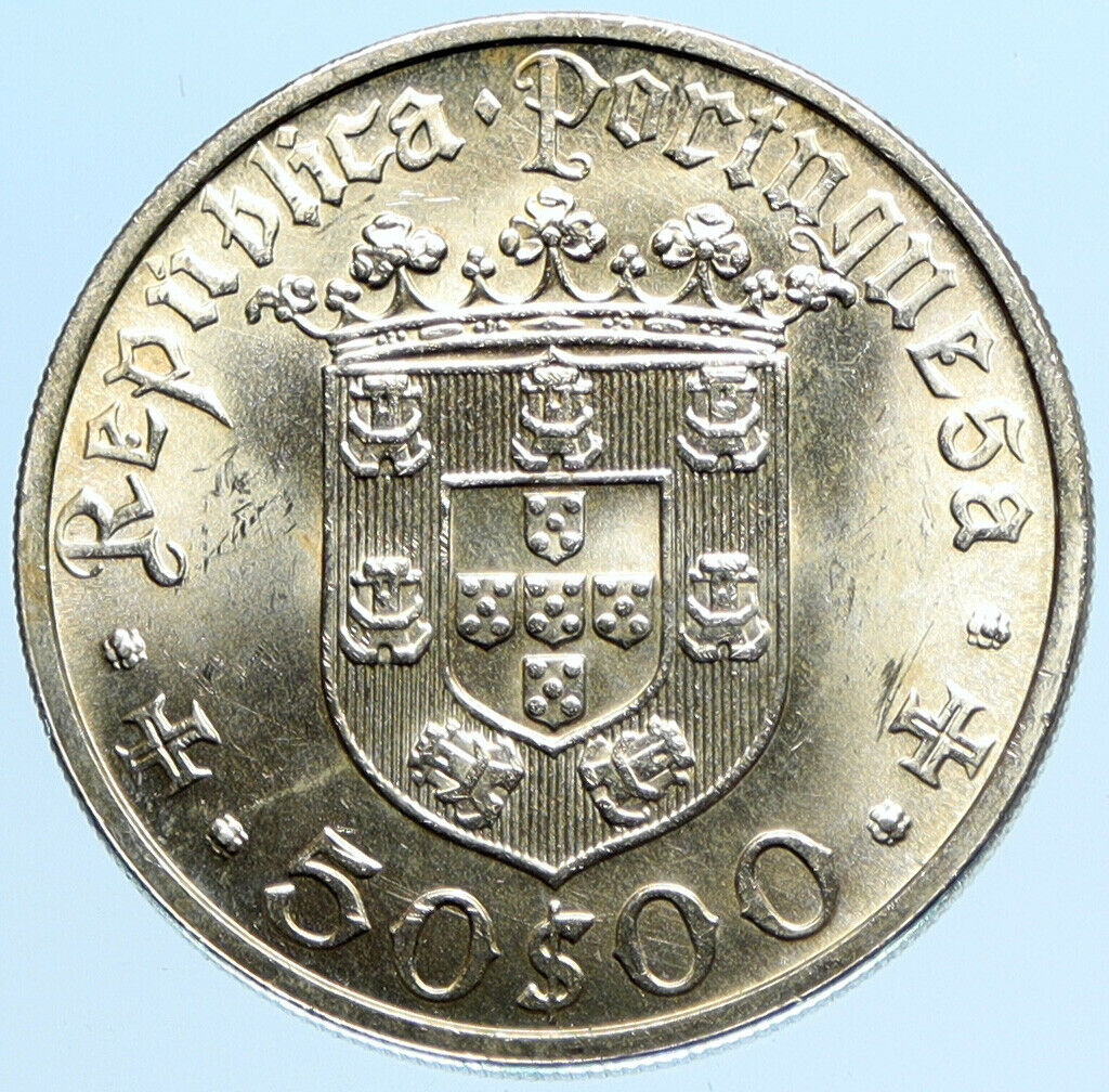 1968 PORTUGAL Silver 50 Escudos Coin w PORTUGUESE Pedro Alvares Cabral i97712