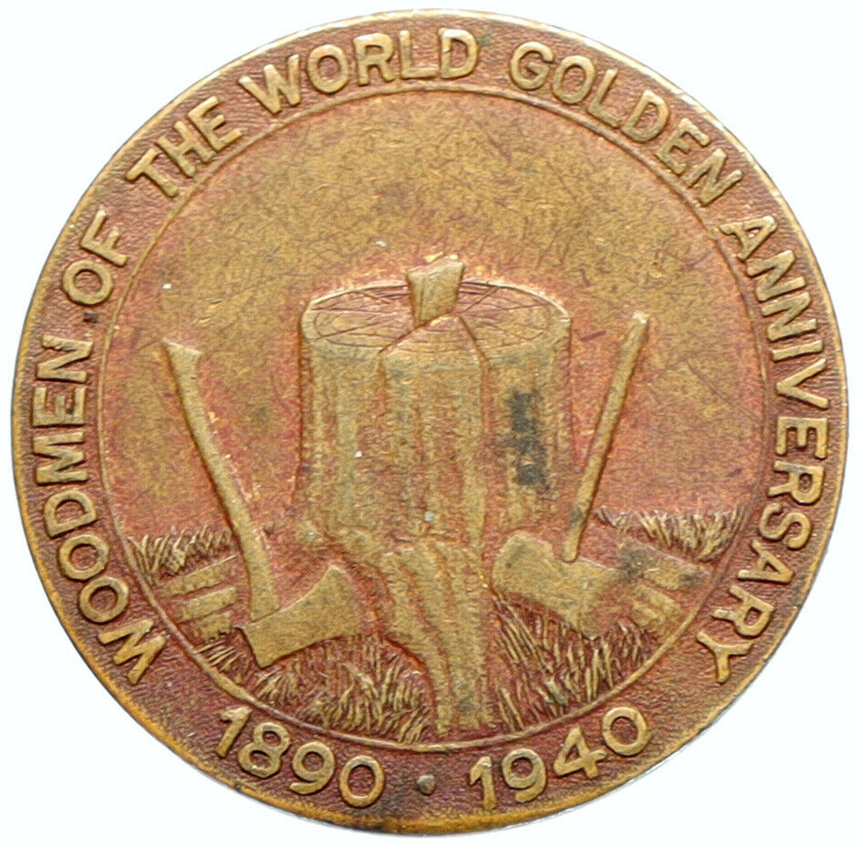 1940 USA OMAHA NEBRASKA 50YR Woodmen World ROOT BRADSHAW FRASER Old Medal i97627