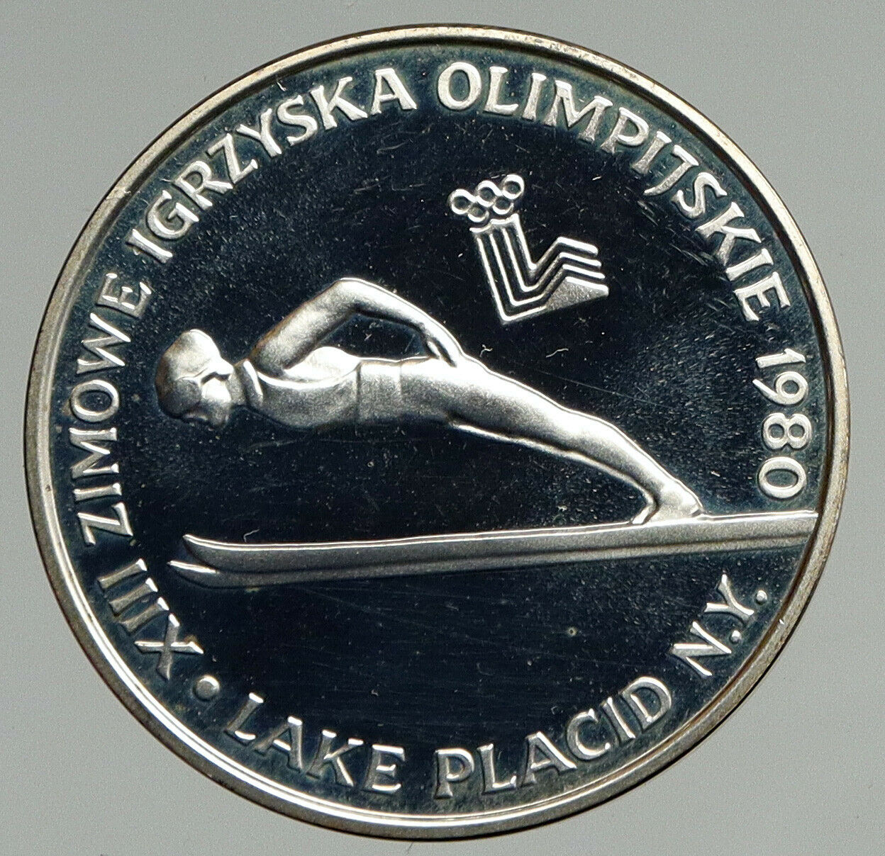 1980 POLAND WINTER OLYMPICS LAKE PLACID Ski Jump Proof Silver 200 Zl Coin i94633