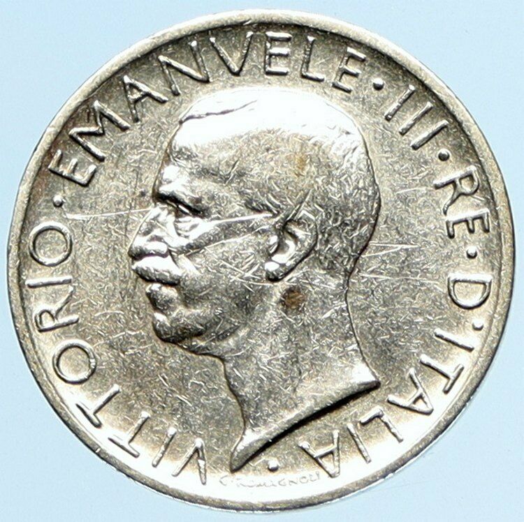 1927R ITALY King Victor Emmanuel III OLD Silver 5 Lire Italian Coin EAGLE i97585