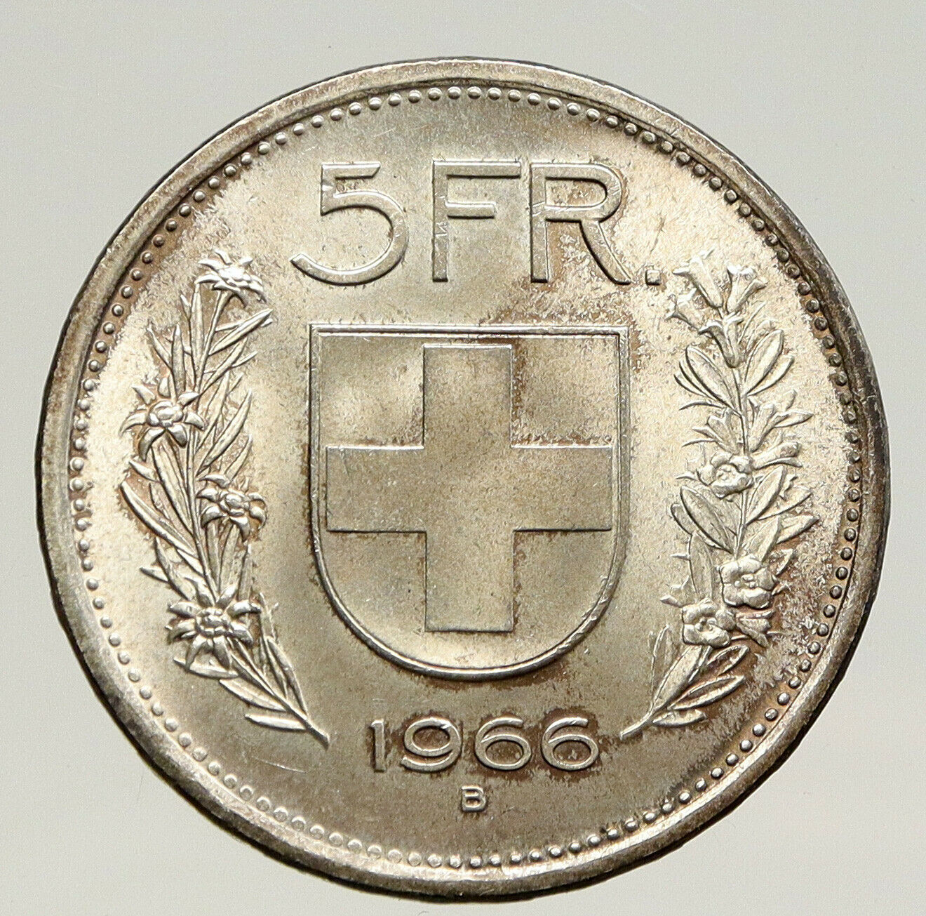 1966 B Switzerland Founding HERO WILLIAM TELL 5 Francs Silver Swiss Coin i93164