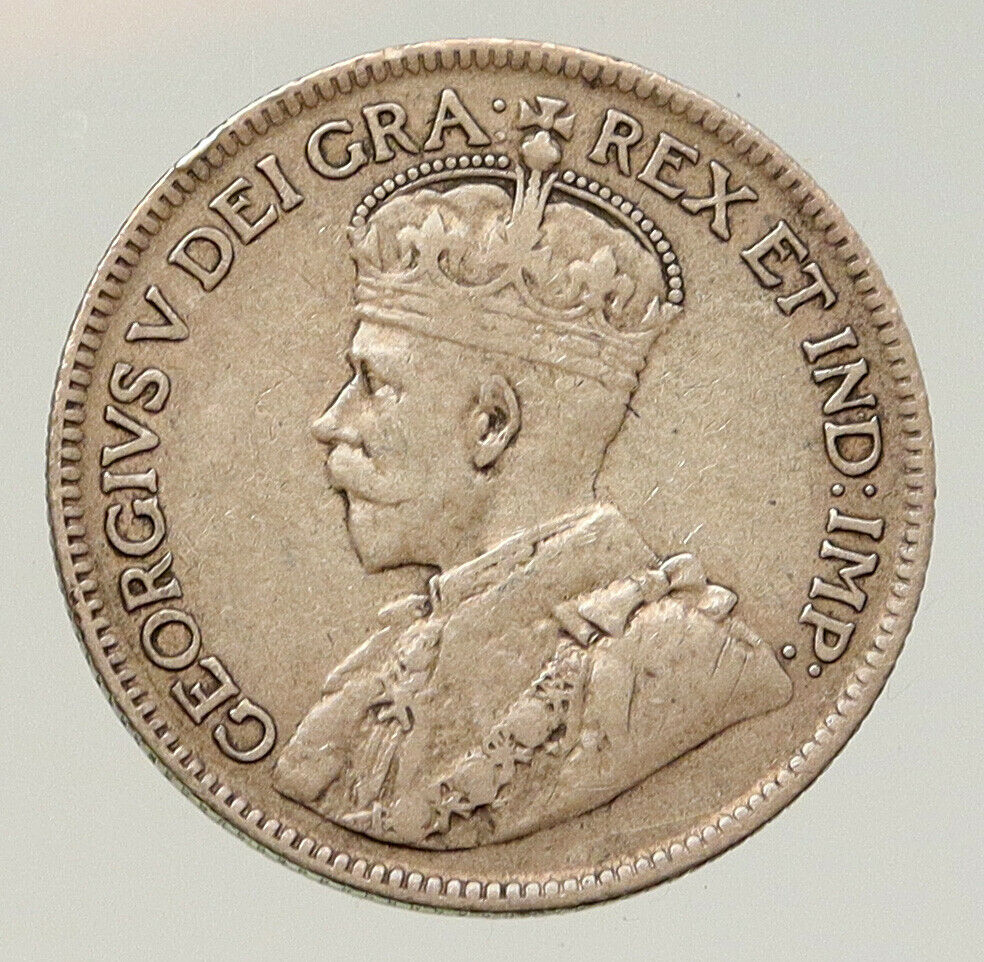 1917 CANADA UK King George V Newfoundland ANTIQUE SILVER 25 CENTS Coin i93170