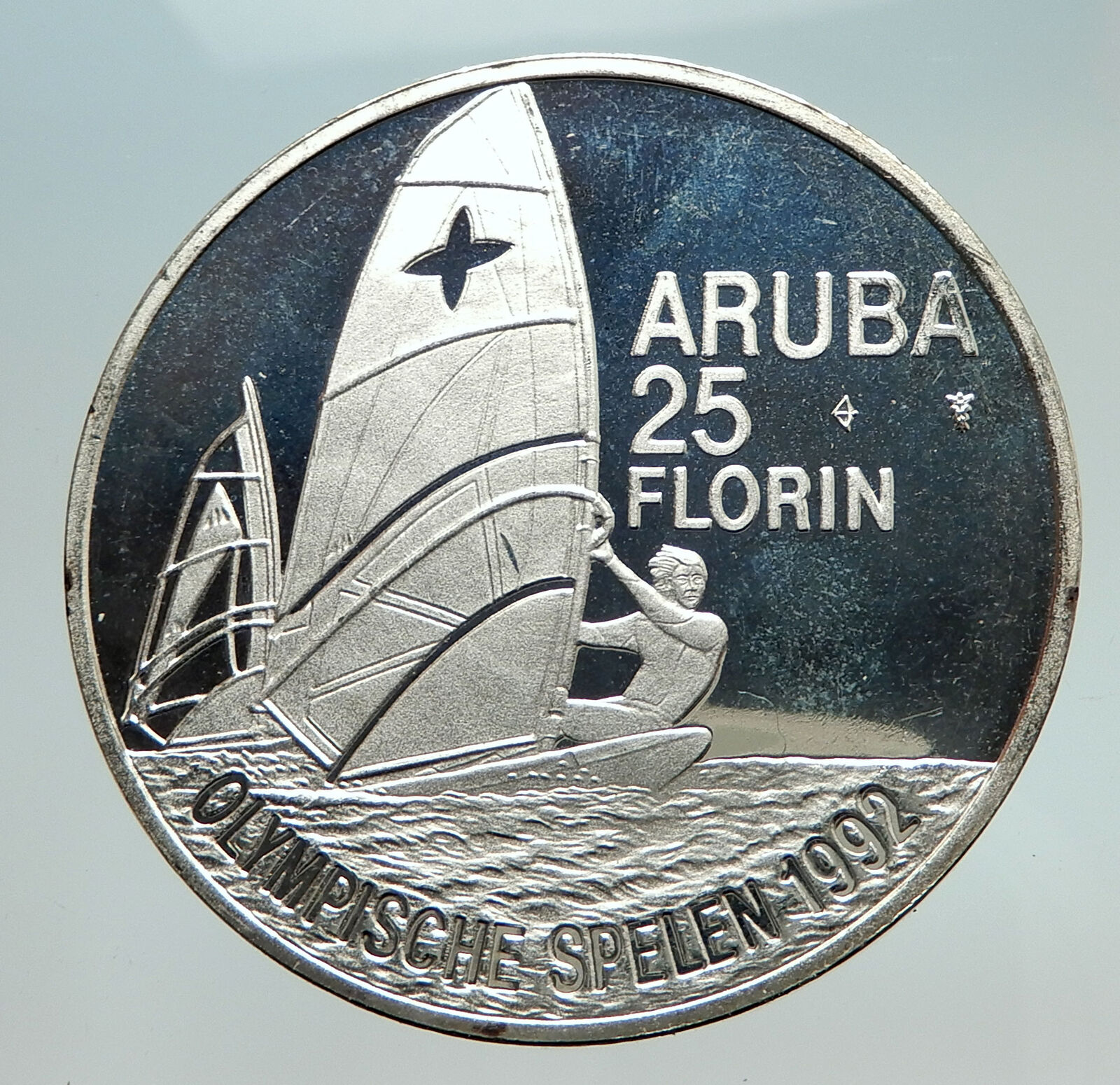 1986 ARUBA Netherlands Queen Beatrix Aparte Proof Silver 25 Florin Coin i93508