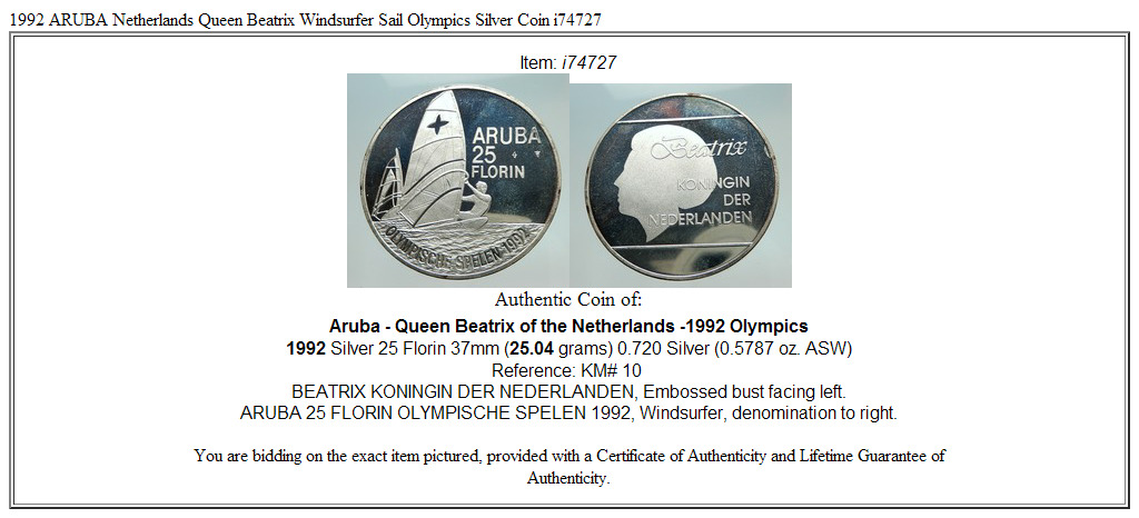 1986 ARUBA Netherlands Queen Beatrix Aparte Proof Silver 25 Florin Coin i93508