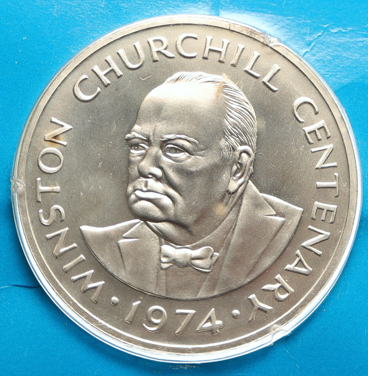 1974 TURKS AND CAICOS WINSTON CHURCHILL OLD Specimen Silver 20 Crowns i96068