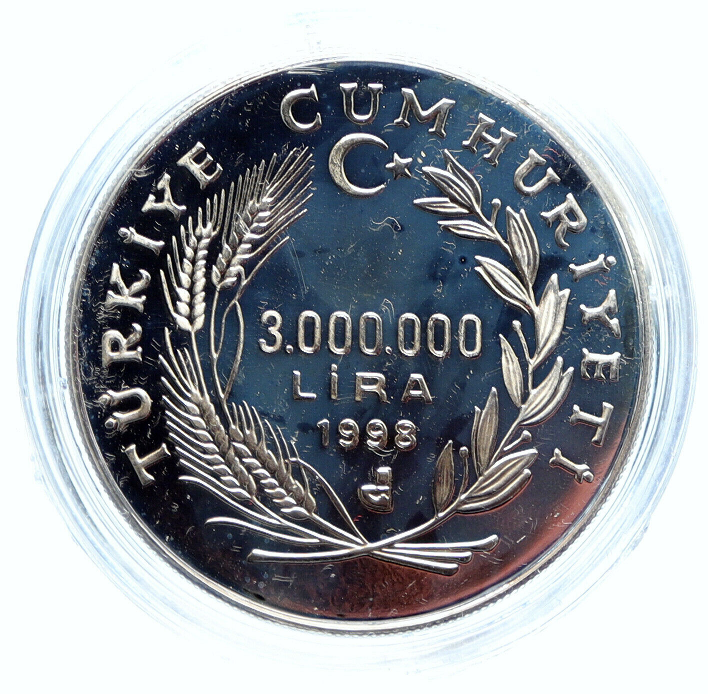 1998 TURKEY Olympic Games of 2000 LONG JUMPER Proof Silver 3 Million Lira i96067