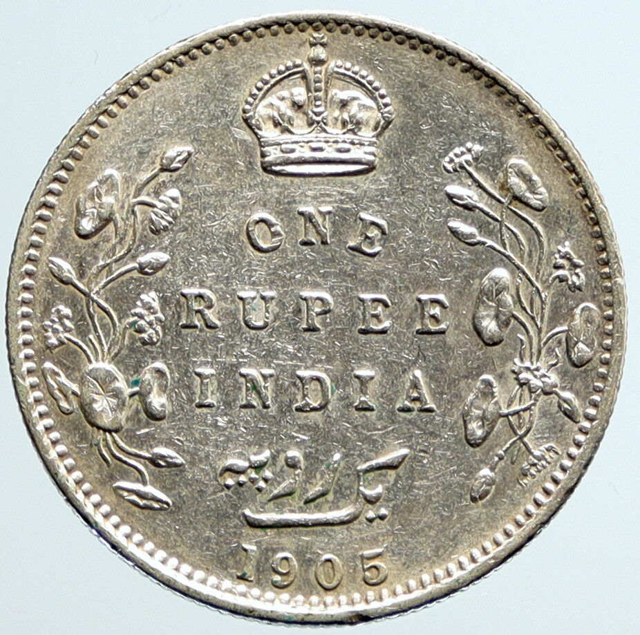 1905 B King EDWARD VII United Kingdom EMPEROR British INDIA Silver Coin i96642