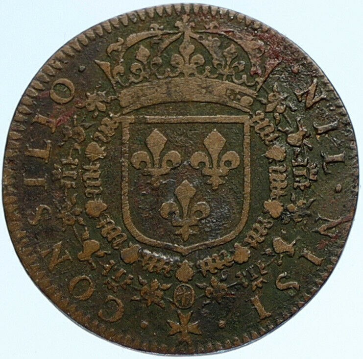 1654 FRANCE King LOUIS XIV Council of the King LOVIS Type French Medal i98373