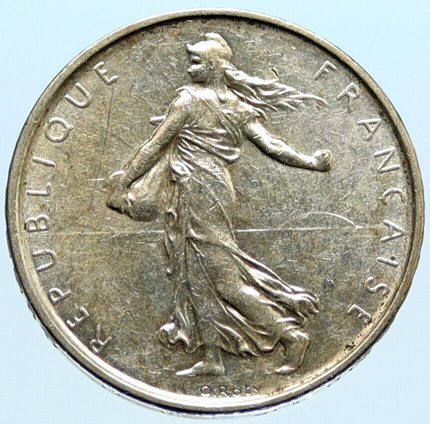 1962 FRANCE La Semeuse French SOWER WOMAN Old LARGE Silver 5 Francs Coin i96634