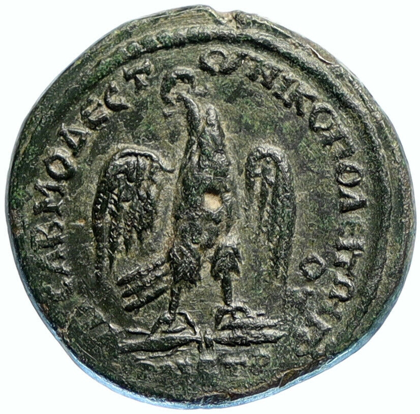 GORDIAN III Authentic Ancient Nicopolis OLD Roman Coin EAGLE THUNDERBOLT i97106