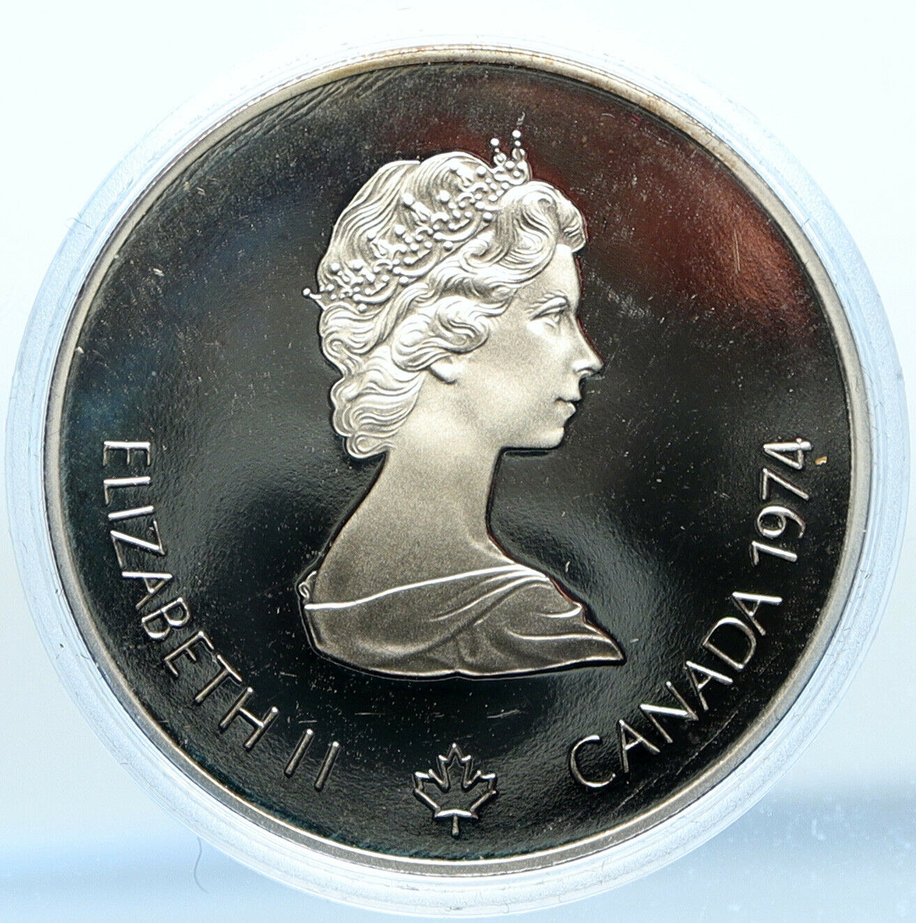 1974 CANADA Queen Elizabeth II Olympics Montreal Native PF Silver $5 Coin i99061