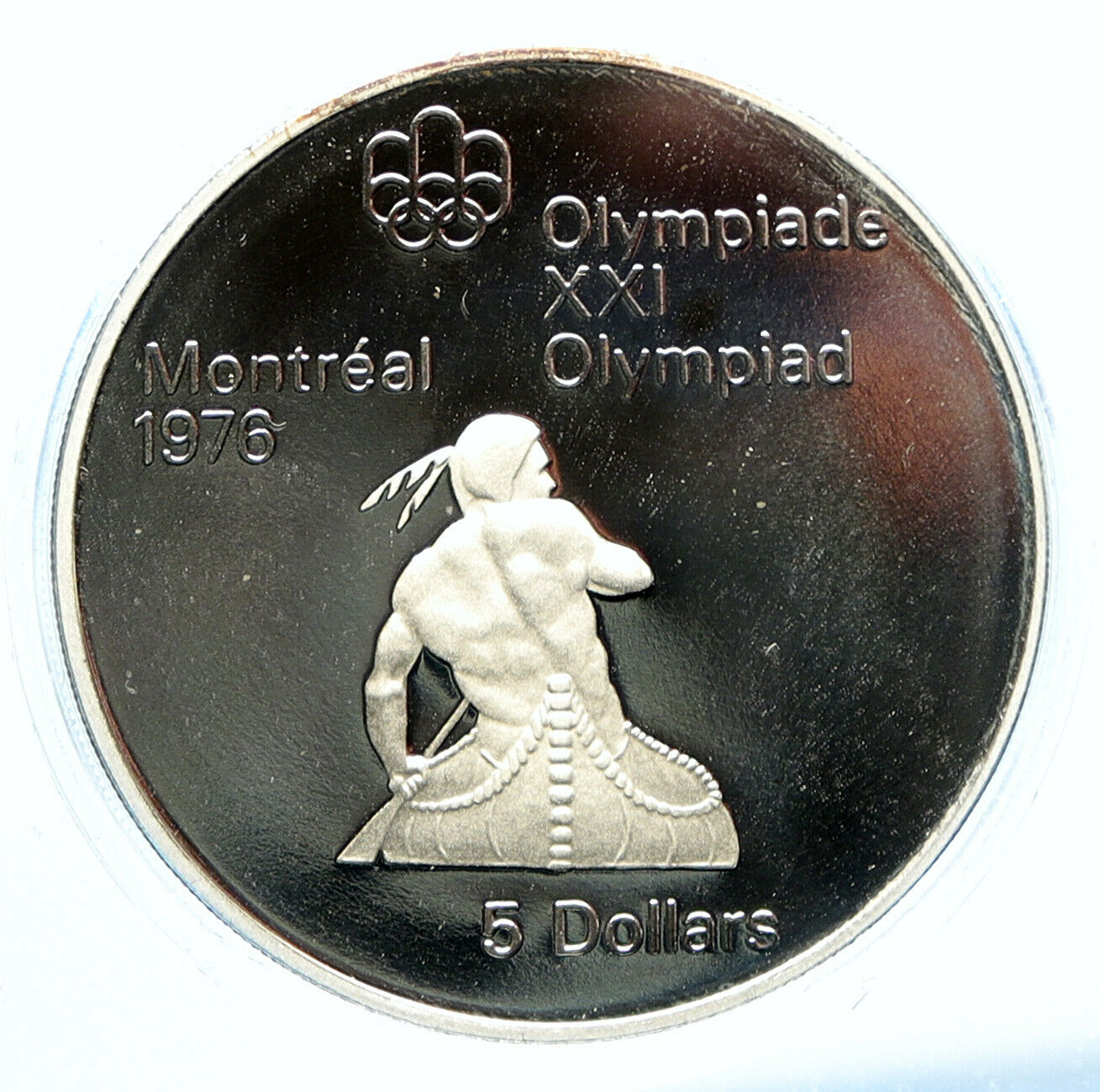 1974 CANADA Queen Elizabeth II Olympics Montreal Native PF Silver $5 Coin i99061