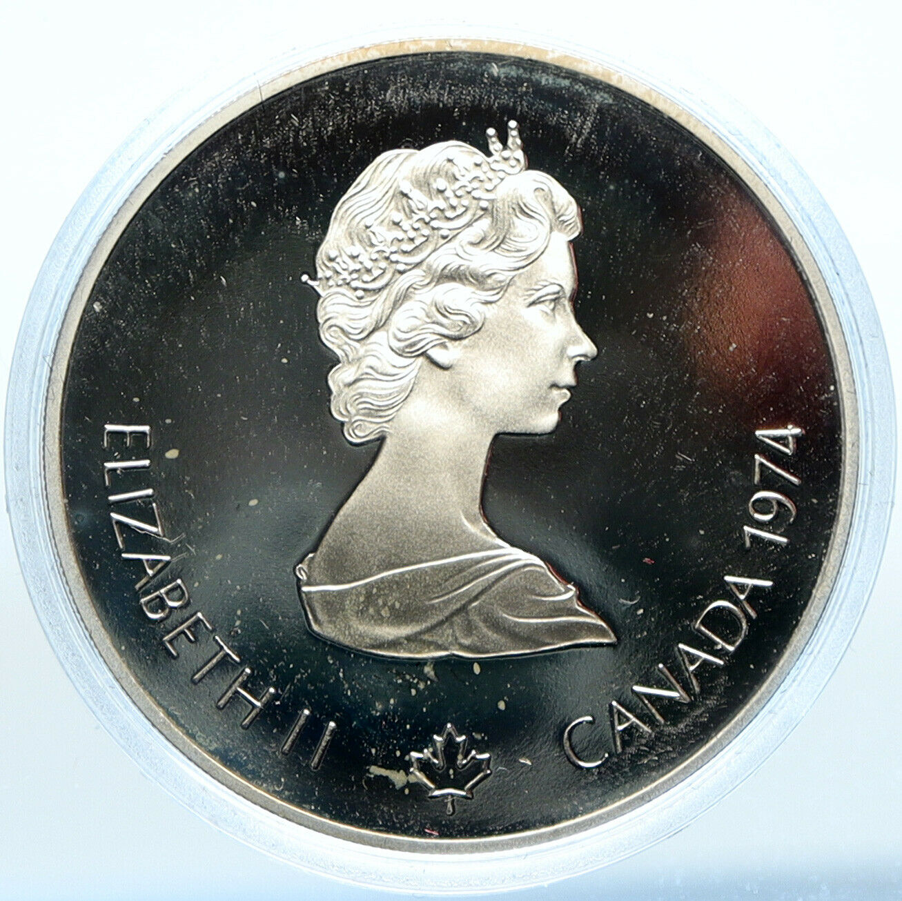 1974 CANADA Queen Elizabeth II Olympics Montreal Native PF Silver $5 Coin i99058