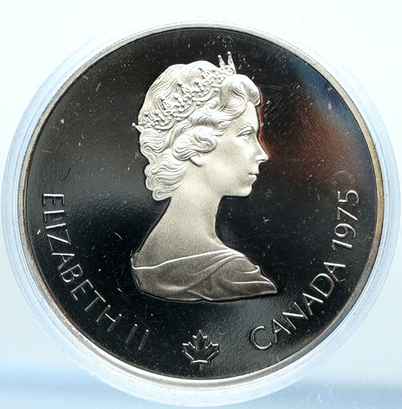 1975 CANADA Queen Elizabeth II Olympics Montreal Diving PF Silver $5 Coin i99062