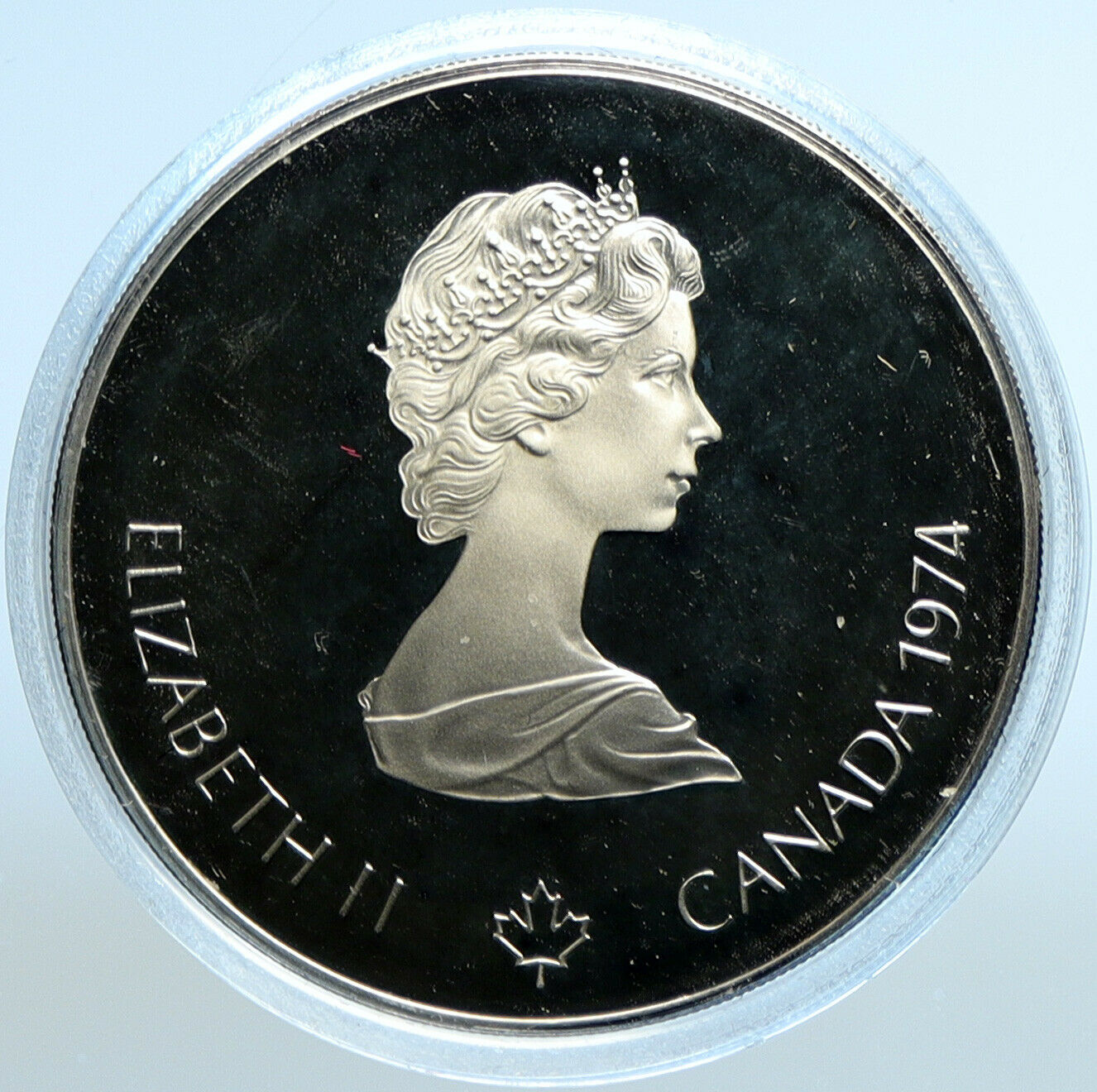 1974 CANADA UK Elizabeth II Olympics Montreal TORCH Proof Silver $5 Coin i99066