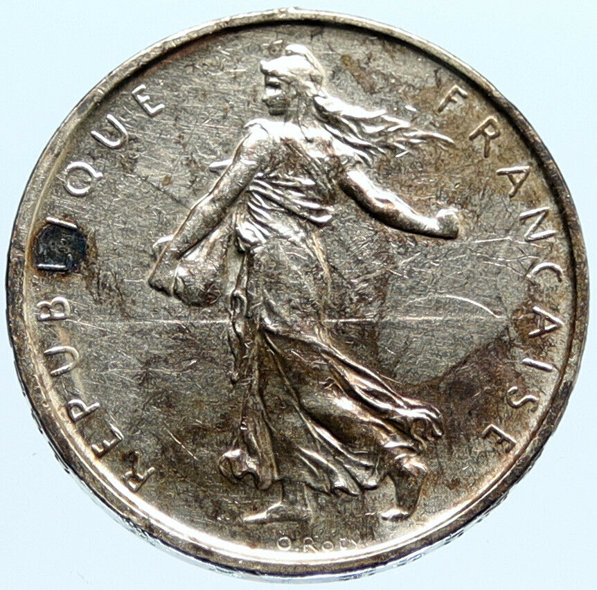 1963 FRANCE French LARGE with La Semeuse SOWER WOMAN Silver 5 Francs Coin i96628