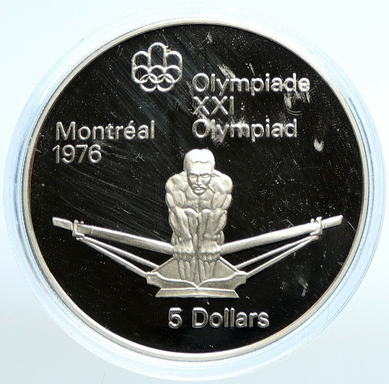 1974 CANADA Queen Elizabeth II Olympics Montreal OLD ROWING Silver 5 Coin i99069