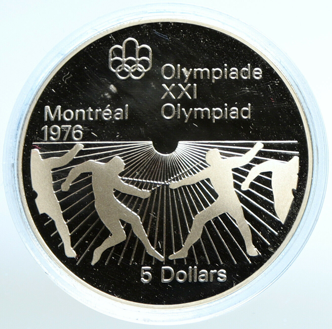 1976 CANADA Elizabeth II Olympics Montreal FENCING Proof Silver $5 Coin i99068