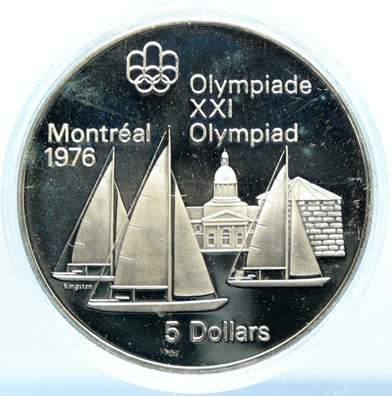 1973 CANADA UK Elizabeth II Olympics Montreal Sailing Proof Silver 5 Coin i99063