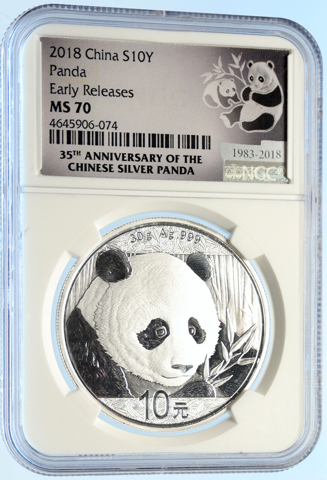 2018 CHINA PANDA Bamboo TEMPLE of HEAVEN Silver 10 Yuan Chinese Coin NGC i98701