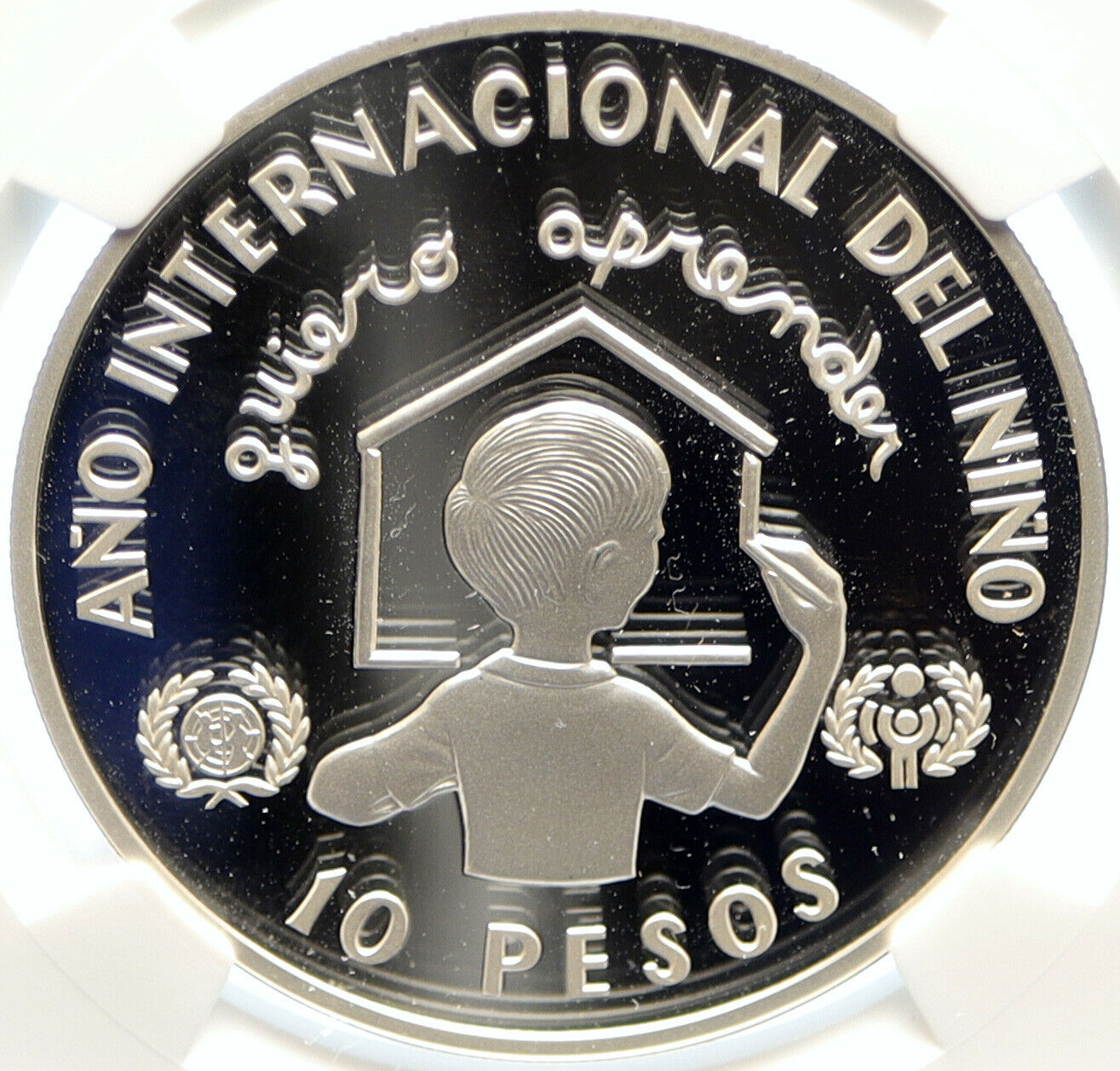 1982 DOMINICAN REPUBLIC Year of the Child Proof Silver 10 Pesos Coin NGC i99385