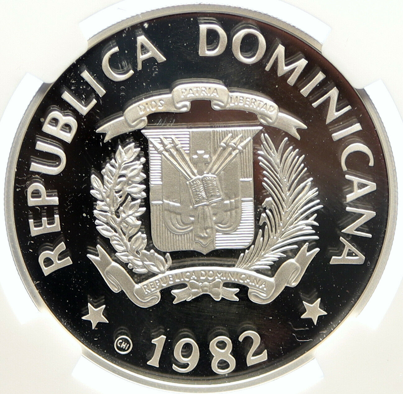 1982 DOMINICAN REPUBLIC Year of the Child Proof Silver 10 Pesos Coin NGC i99385