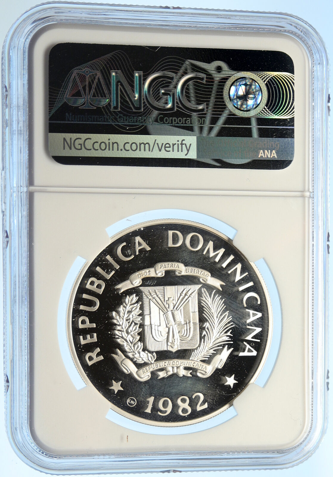 1982 DOMINICAN REPUBLIC Year of the Child Proof Silver 10 Pesos Coin NGC i99385