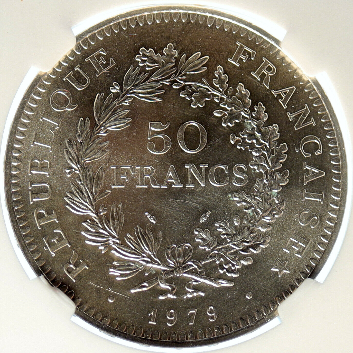 1979 FRANCE Large HERCULES Motto VINTAGE Silver 50 FRANCS French Coin NGC i99398