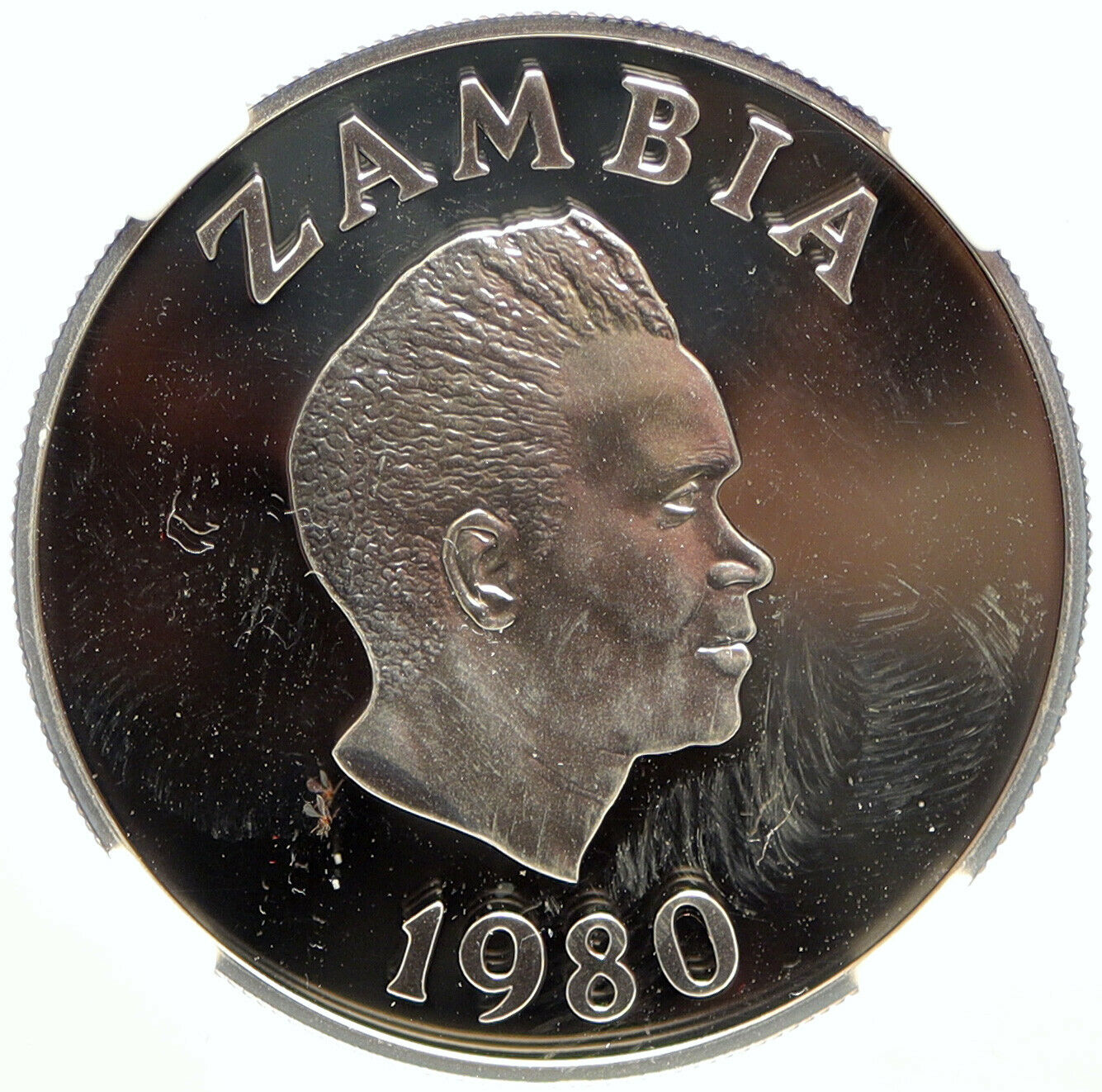 1980 ZAMBIA African Year Children VINTAGE Proof Silver 10 Kwacha Coin NGC i99387