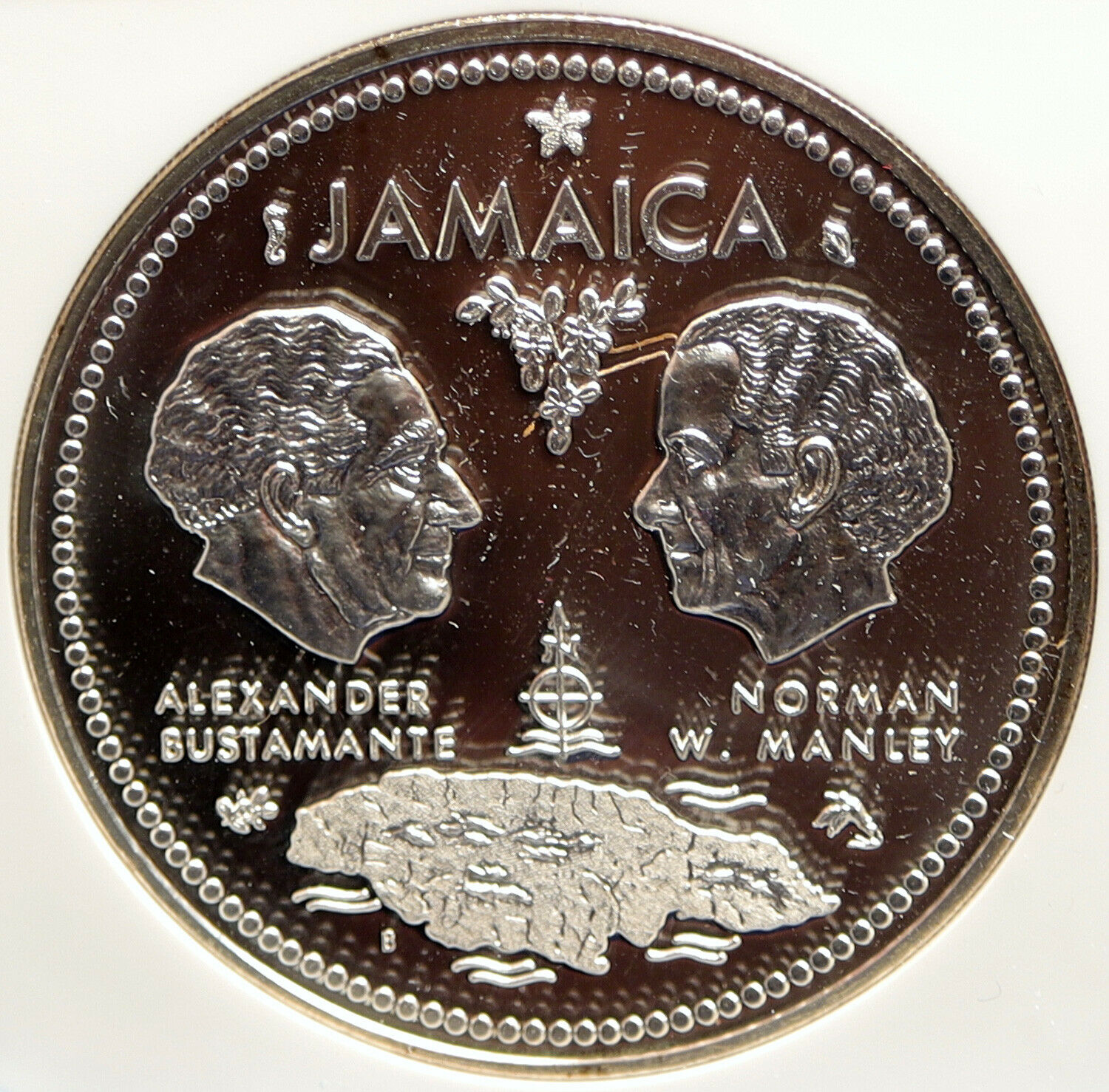 1972 JAMAICA 10th Independence Anniversary Old SILVER 10 Dollars Coin NGC i99395