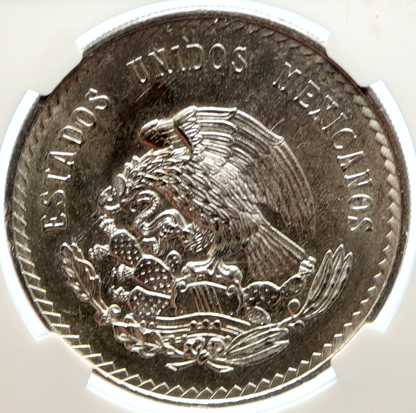 1948 MEXICO Aztec Chieftain CUAUHTEMOC Eagle OLD Silver 5 Peso Coin NGC i99071