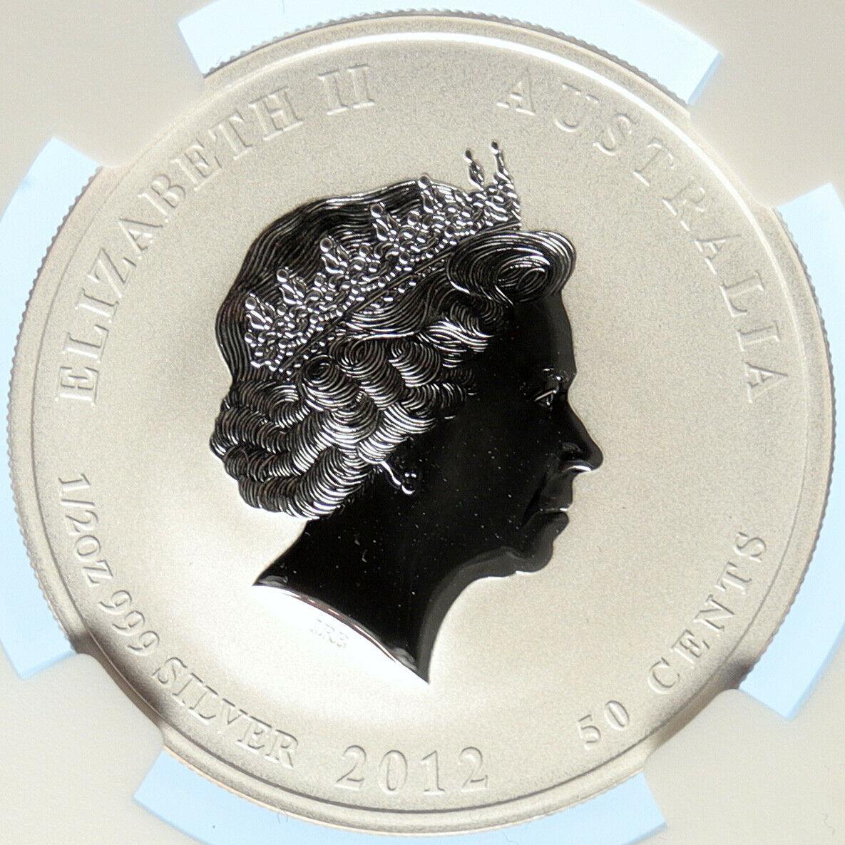 2012 AUSTRALIA Queen Elizabeth II Dragon & Phoenix Silver 50C Coin NGC i99074