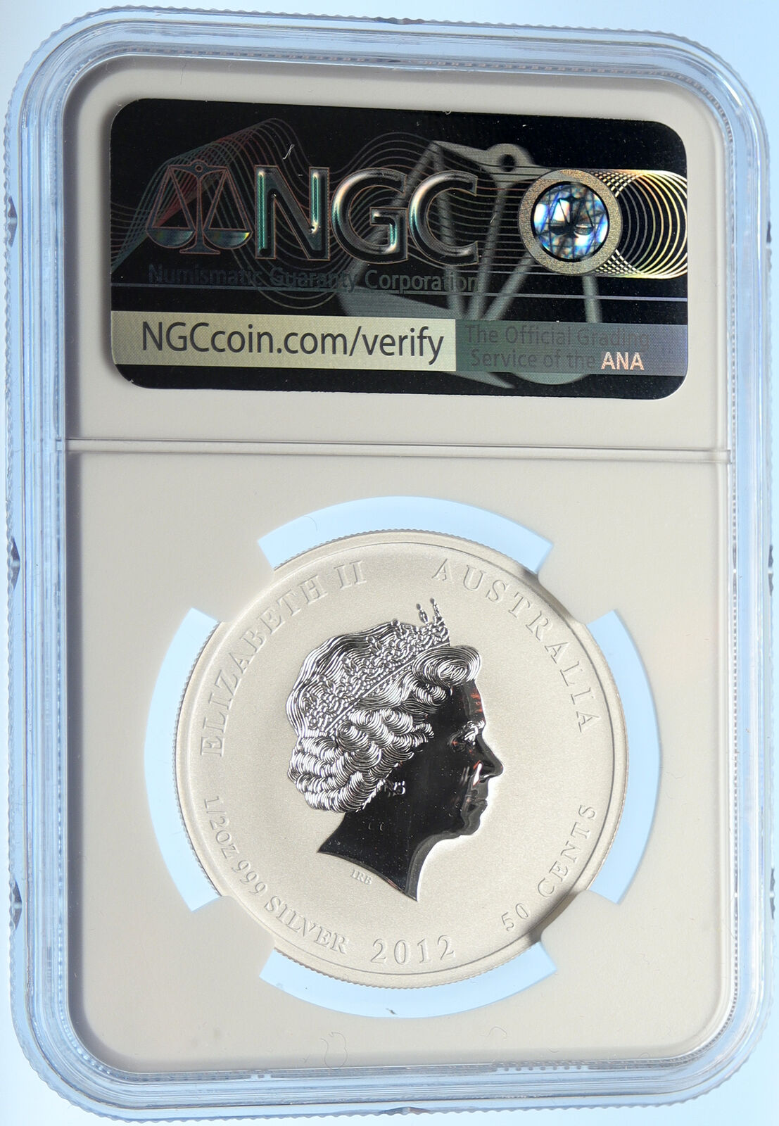 2012 AUSTRALIA Queen Elizabeth II Dragon & Phoenix Silver 50C Coin NGC i99074