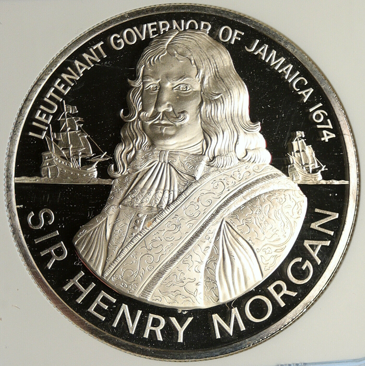 1974 JAMAICA Sir Henry Morgan Royal Lieutenant PROOF SILVER $10 Coin NGC i99077