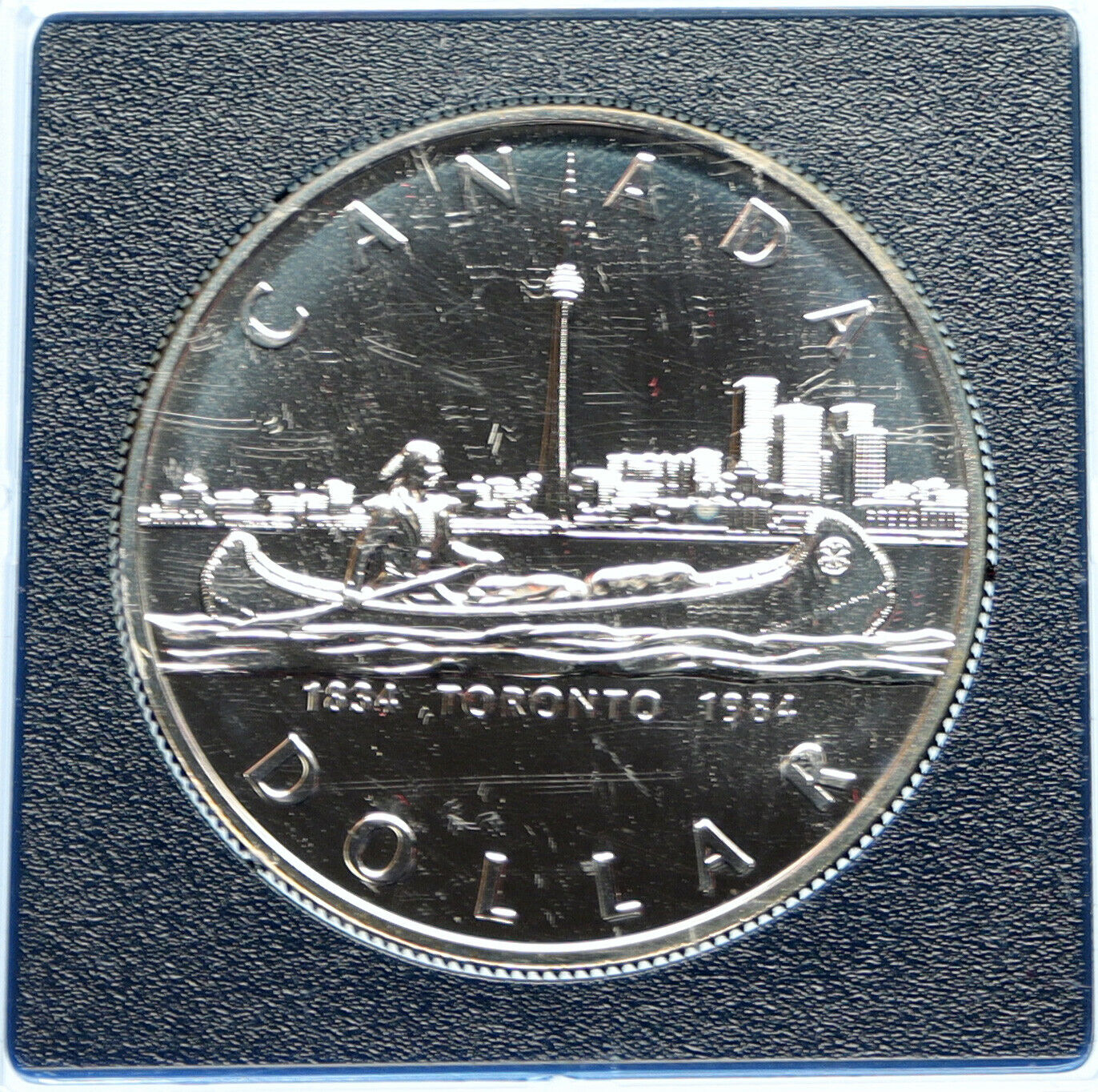 1984 CANADA UK Queen Elizabeth II Canoe in Toronto 150Y Proof Silver Coin i98332