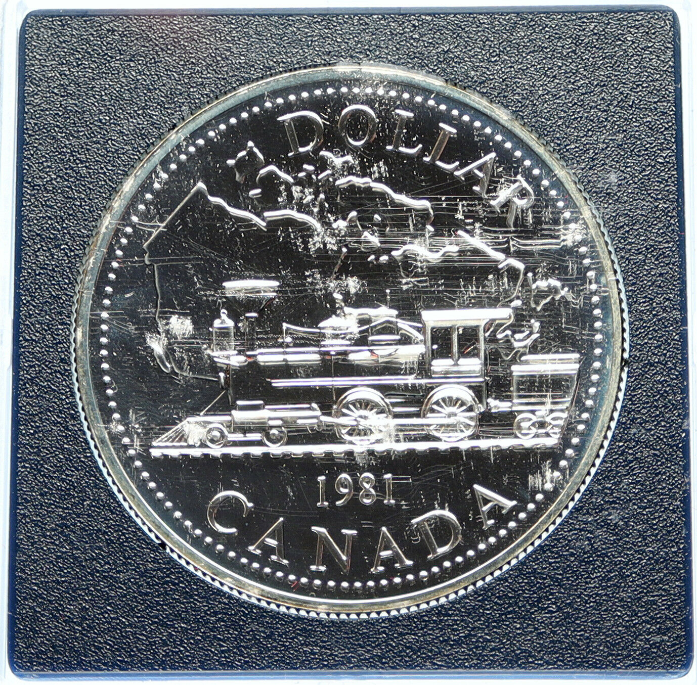 1980 CANADA Elizabeth II TRANS RAILWAY TRAIN Old Proof Silver Dollar Coin i98328