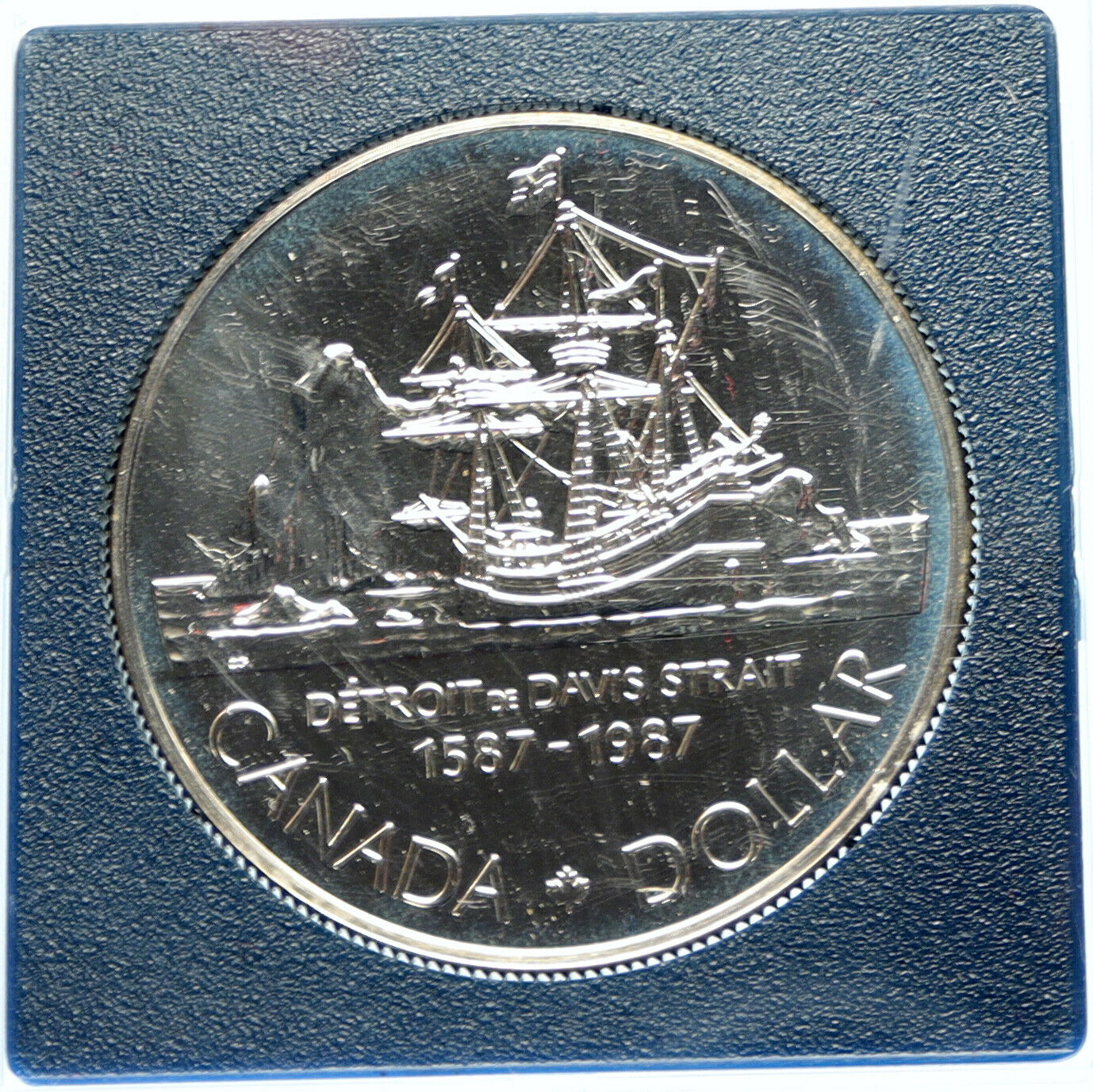 1987 CANADA 400 Years DAVIS STRAIT Ship Sails VINTAGE Silver Dollar Coin i98331