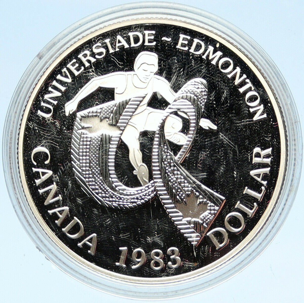 1983 CANADA Elizabeth II WORLD UNIVERSITY GAMES Proof Silver Dollar Coin i98260