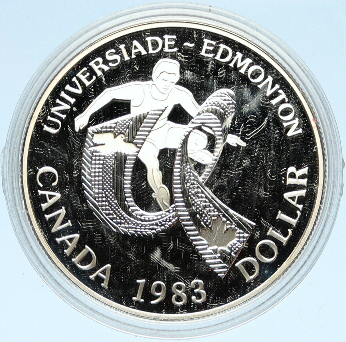 1983 CANADA Elizabeth II WORLD UNIVERSITY GAMES Proof Silver Dollar Coin i98264