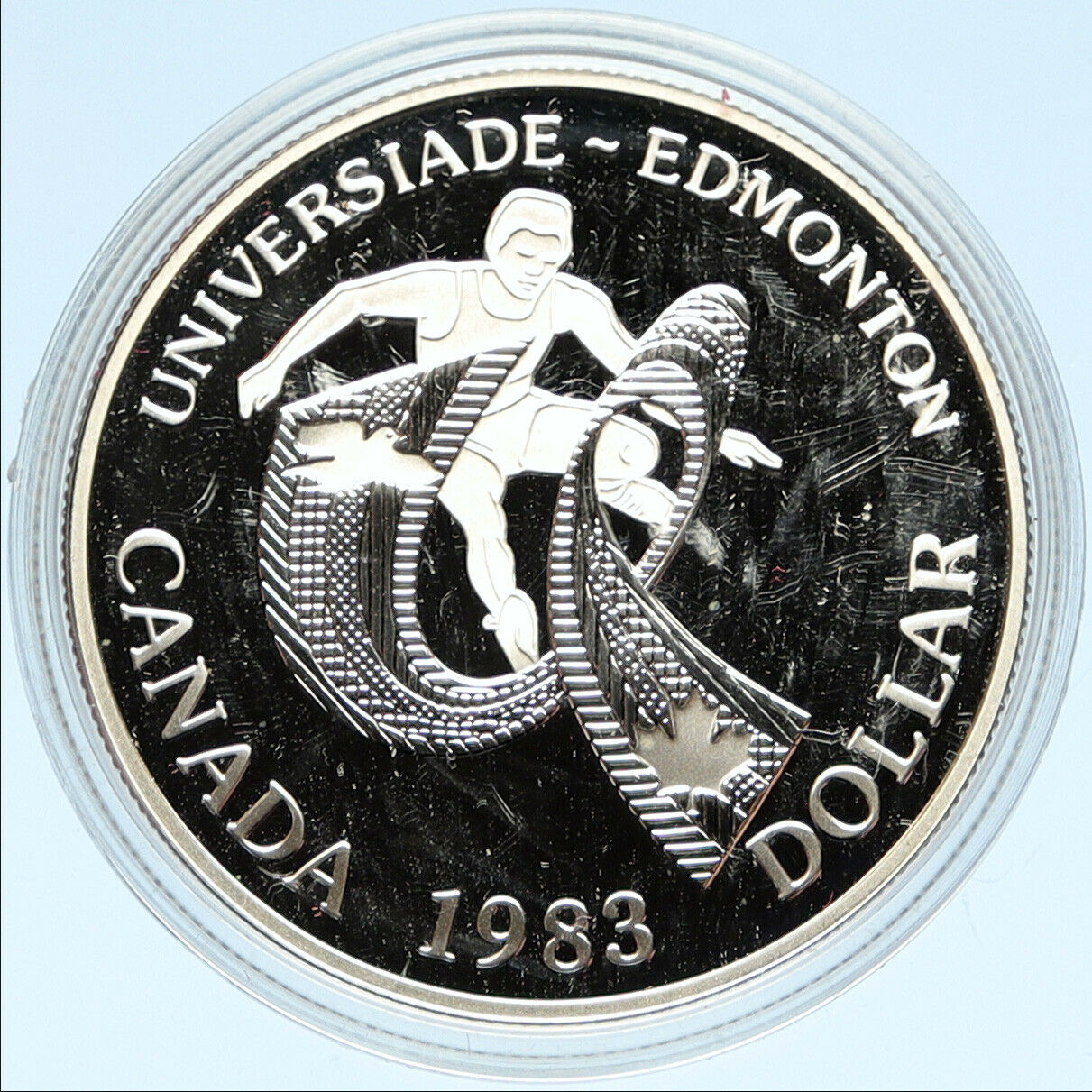 1983 CANADA Elizabeth II WORLD UNIVERSITY GAMES Proof Silver Dollar Coin i98257