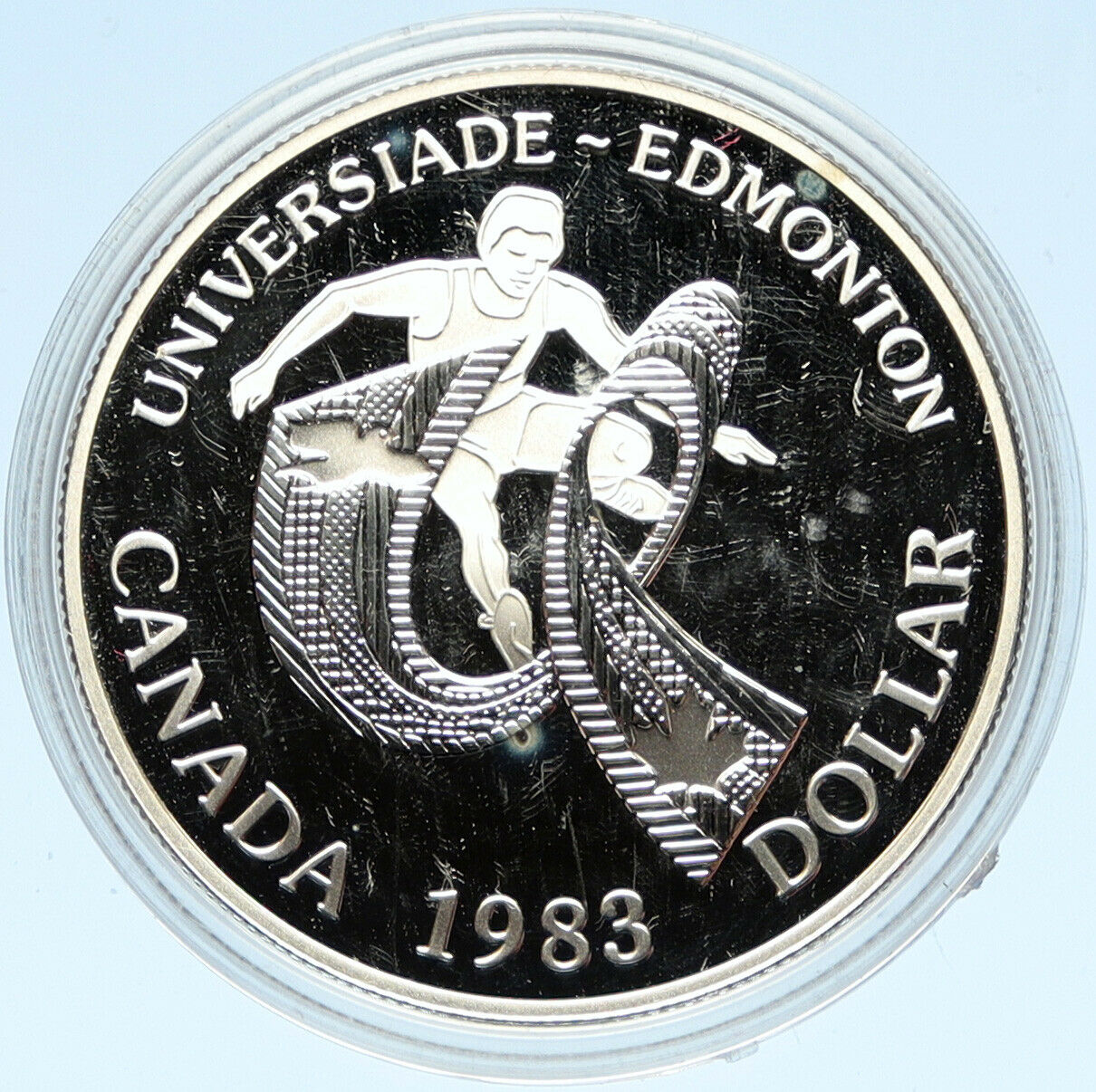 1983 CANADA Elizabeth II WORLD UNIVERSITY GAMES Proof Silver Dollar Coin i98259