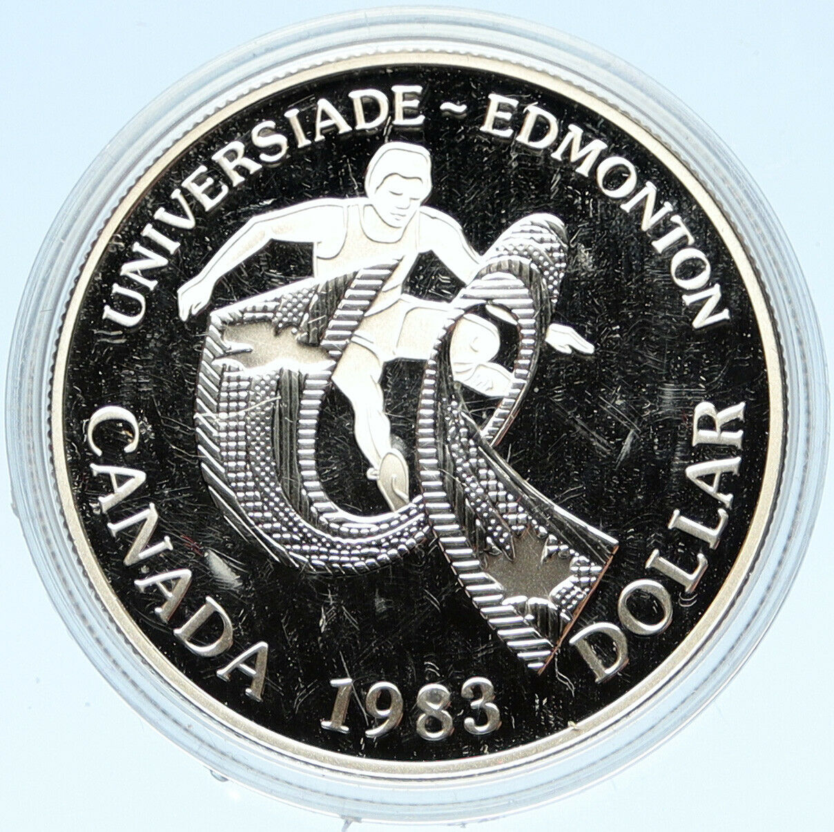 1983 CANADA Elizabeth II WORLD UNIVERSITY GAMES Proof Silver Dollar Coin i98265