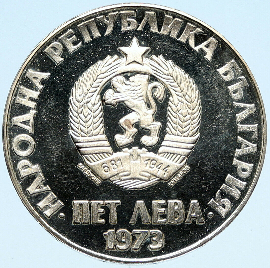 1973 BULGARIA Anti-Fascist UPRISING of 1923 50YR Proof Silver 5 Leva Coin i98281