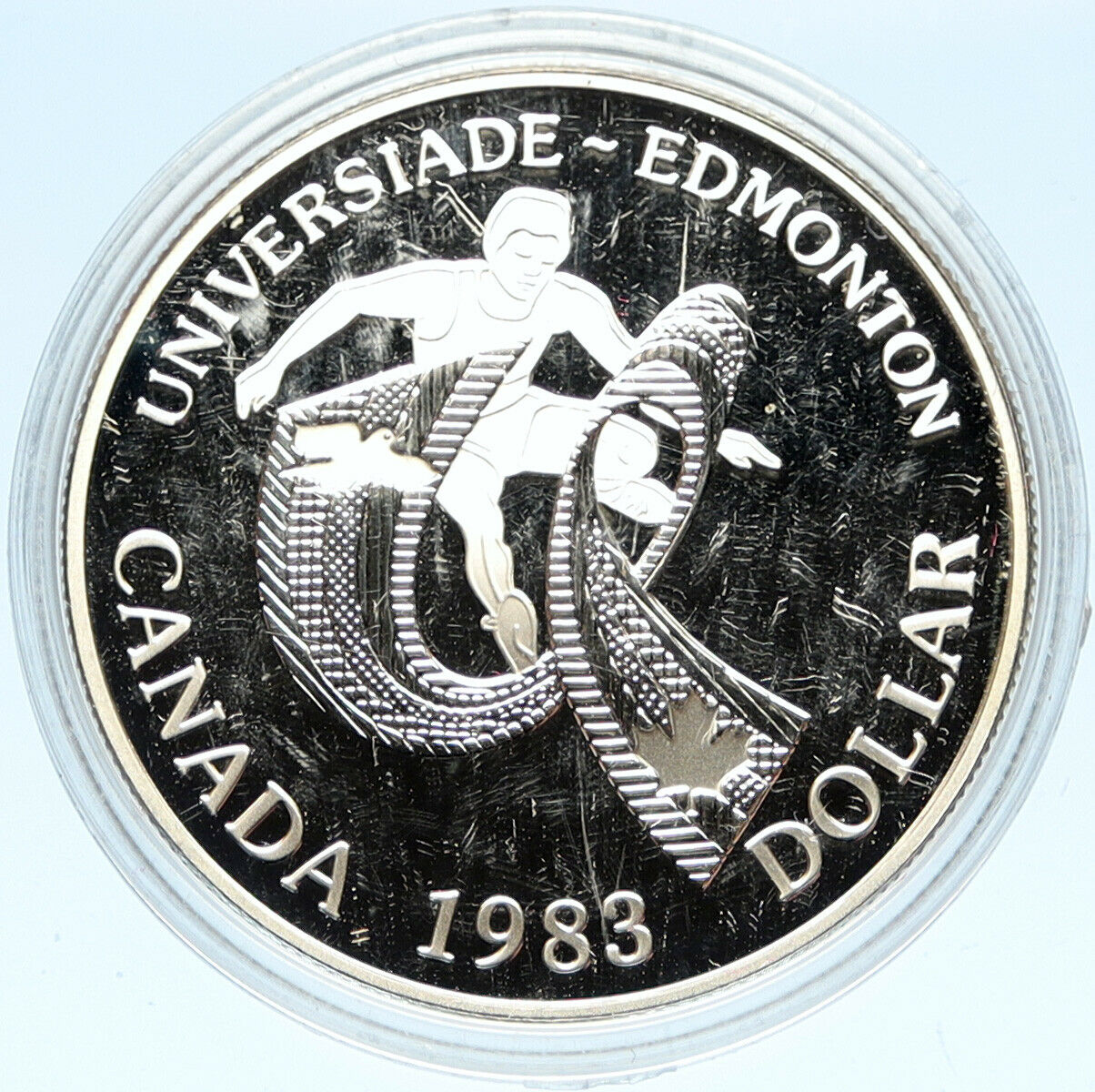 1983 CANADA Elizabeth II WORLD UNIVERSITY GAMES Proof Silver Dollar Coin i98261