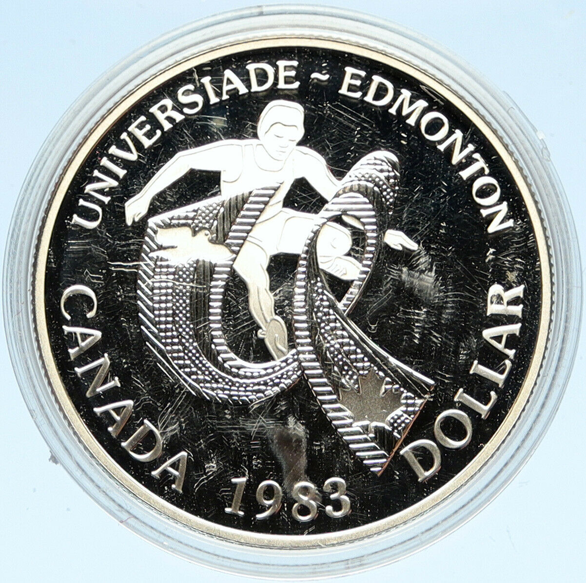 1983 CANADA Elizabeth II WORLD UNIVERSITY GAMES Proof Silver Dollar Coin i98263