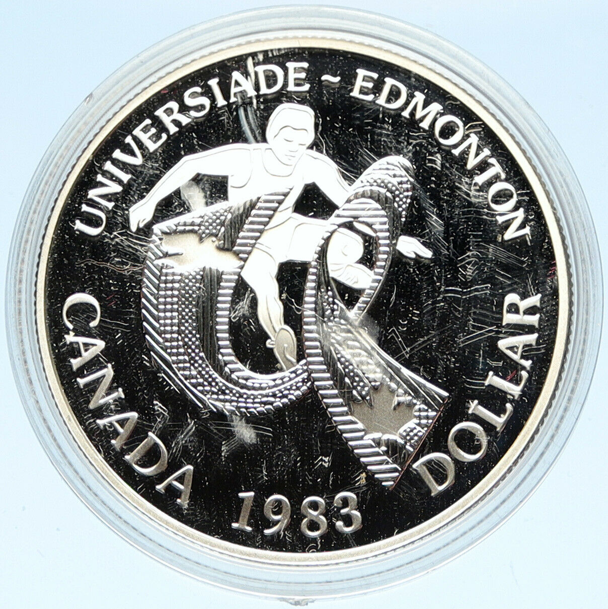 1983 CANADA Elizabeth II WORLD UNIVERSITY GAMES Proof Silver Dollar Coin i98258