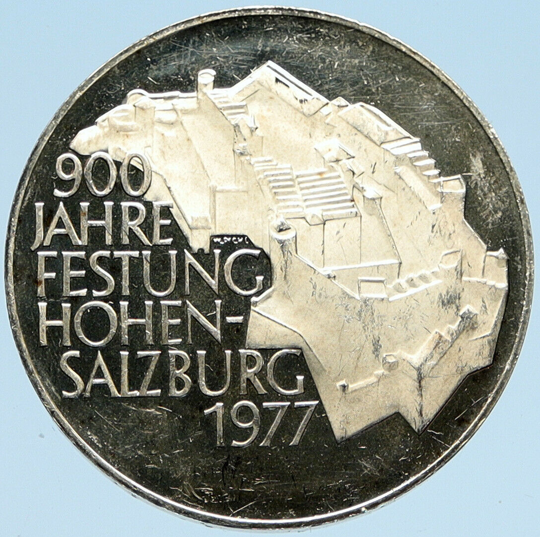 1977 AUSTRIA Hohensalzburg Castle SALZBURG Proof Silver 100 Shilling Coin i98282