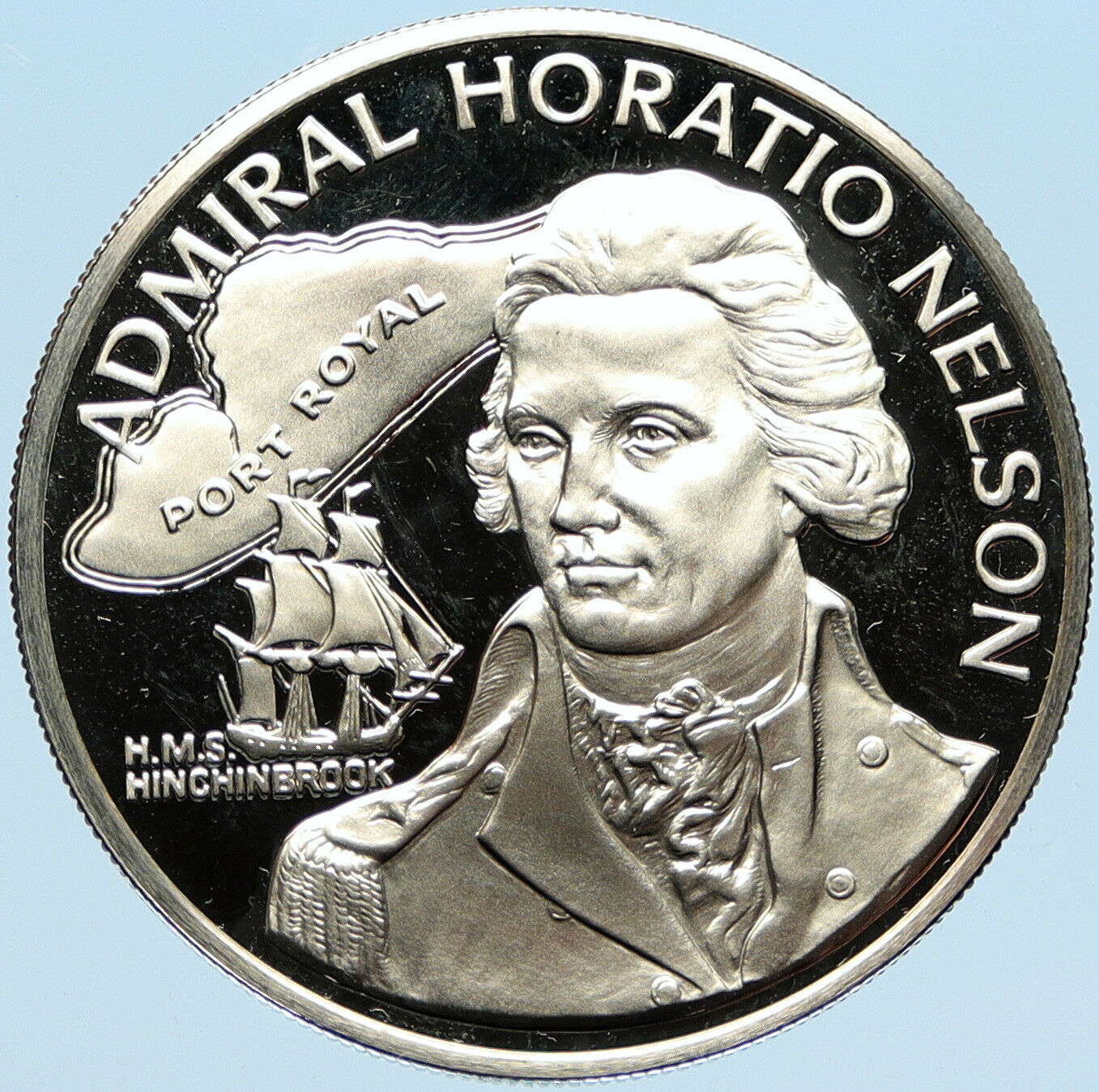 1976 JAMAICA Admiral Horatio Nelson Royal Navy PRF SILVER 10 Dollars Coin i98286